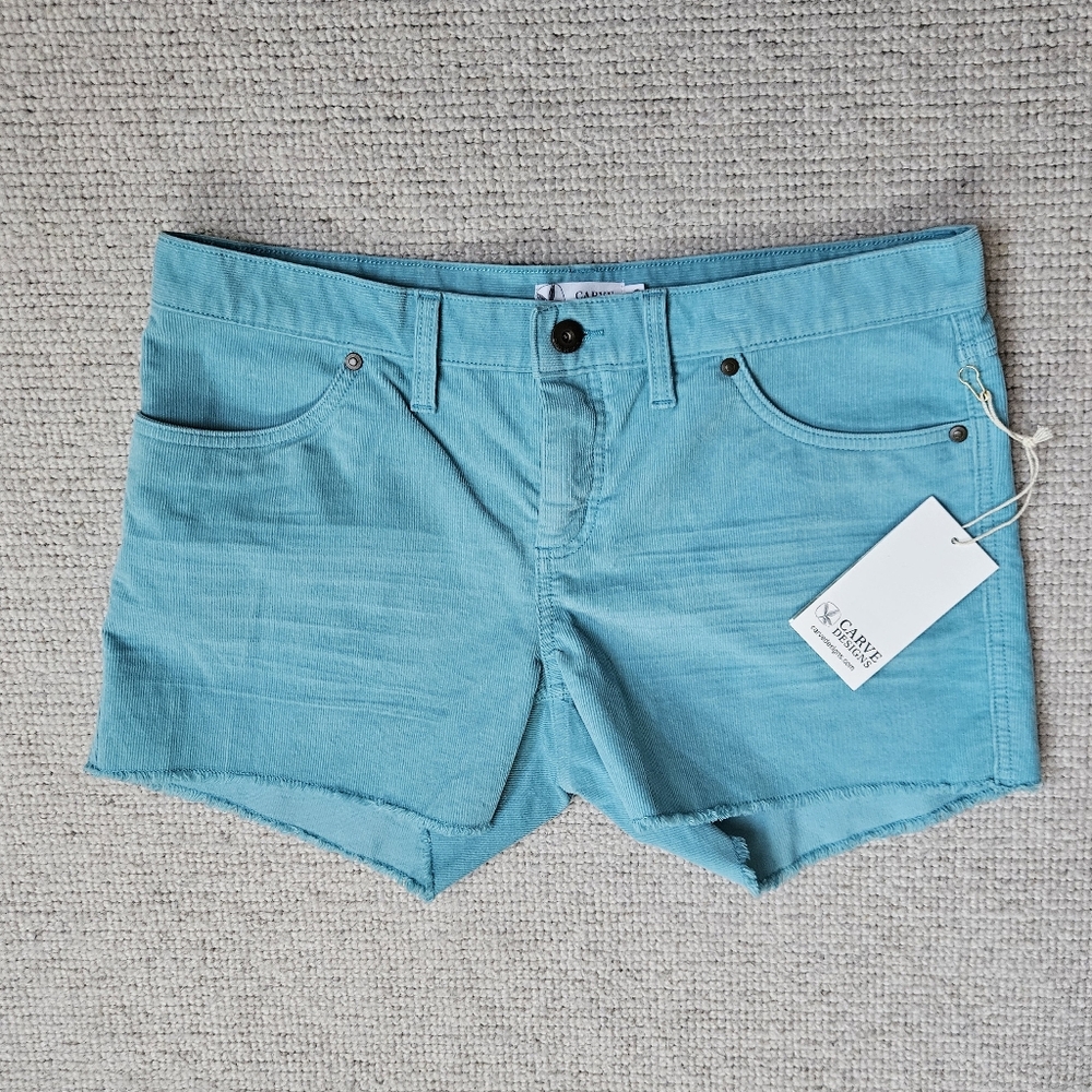 Carve Designs Corduroy Cut Off shorts Turquoise Blue Size 6 NEW Beach Outdoor 4"